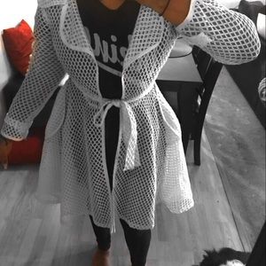 Forever 21 White mesh trench coat